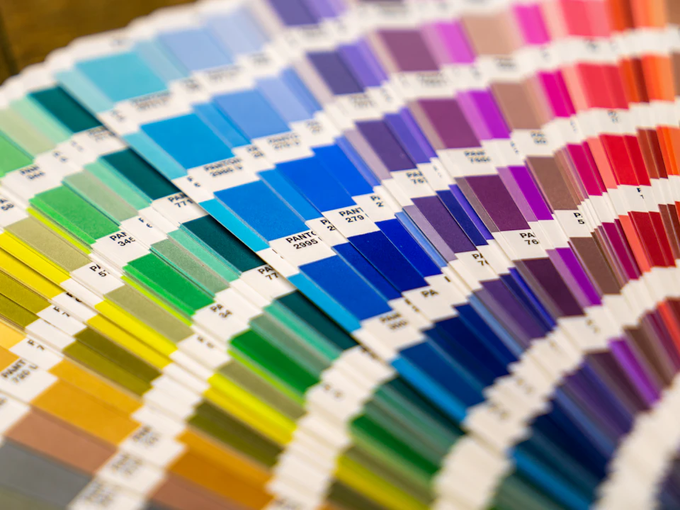 Fan of colour swatches for choosing brand colours