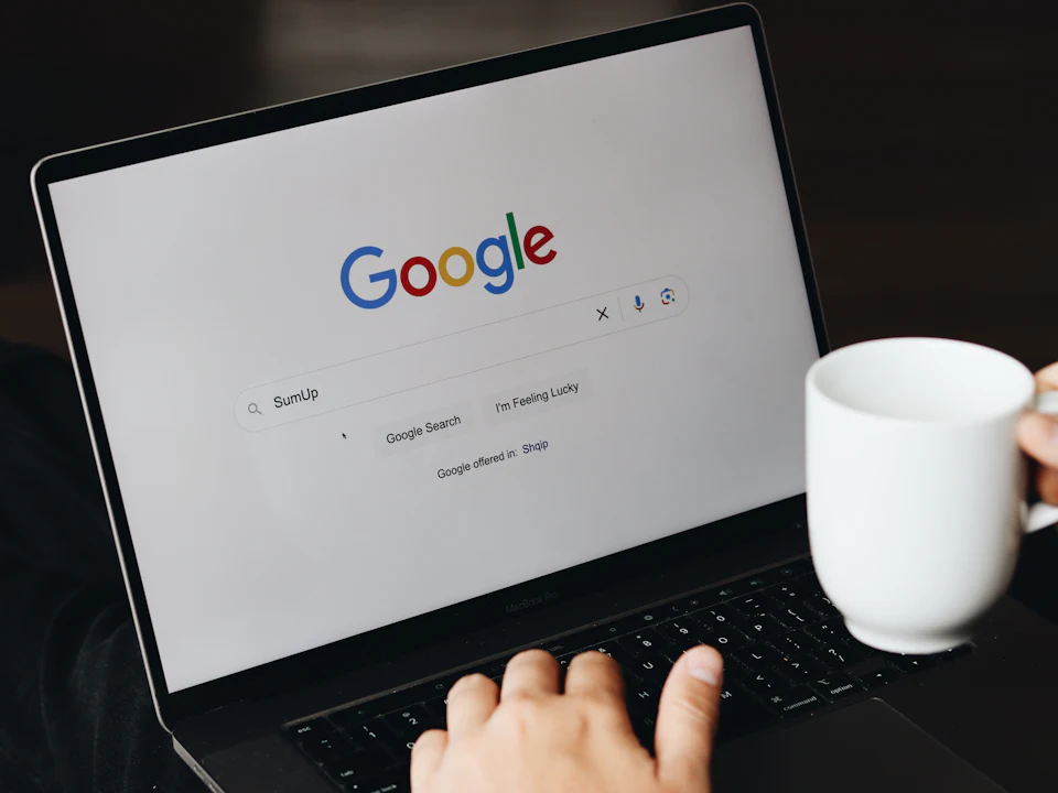 Google search page open on a laptop